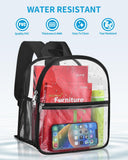 Paxiland Clear Backpack Stadium Approved 12×12×6 with Reinforced and Wider Shoulder Straps, Small Clear Bag for Schools, Concerts, Work, Festivals and Sporting Events - Black