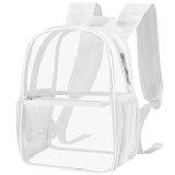 Paxiland Clear Backpack Stadium Approved, Size 12x9x4 Small Clear Bag for Stadium Events with Front Pocket, See Through Backpack for Sport Events Concert, White