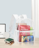Paxiland Clear Backpack Stadium Approved, Size 12x9x4 Small Clear Bag for Stadium Events with Front Pocket, See Through Backpack for Sport Events Concert, White