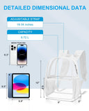 Paxiland Clear Backpack Stadium Approved, Size 12x9x4 Small Clear Bag for Stadium Events with Front Pocket, See Through Backpack for Sport Events Concert, White