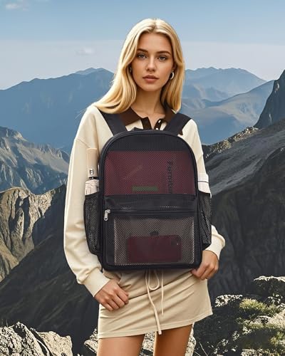 Paxiland Mesh Backpack Lightweight, Heavy Duty See Through Beach Backpack