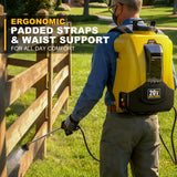 Paxwrenx 4 - Gallon Battery Powered Backpack Sprayer, Compatible with DeWalt 20V MAX, 0 - 90 PSI Adjustable, 100+ Gal Per Charge, Cordless Garden Sprayer for Lawn Care, Tool Only (Battery Not Included)