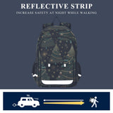 PDZRMY Backpack Christmas Tree Bell Gold for Men Women Travel Laptop Daypack Shoulder Bag Book Bag Cool Funny Cute Backpack with Reflective Strip 12.9 ×17.7 In