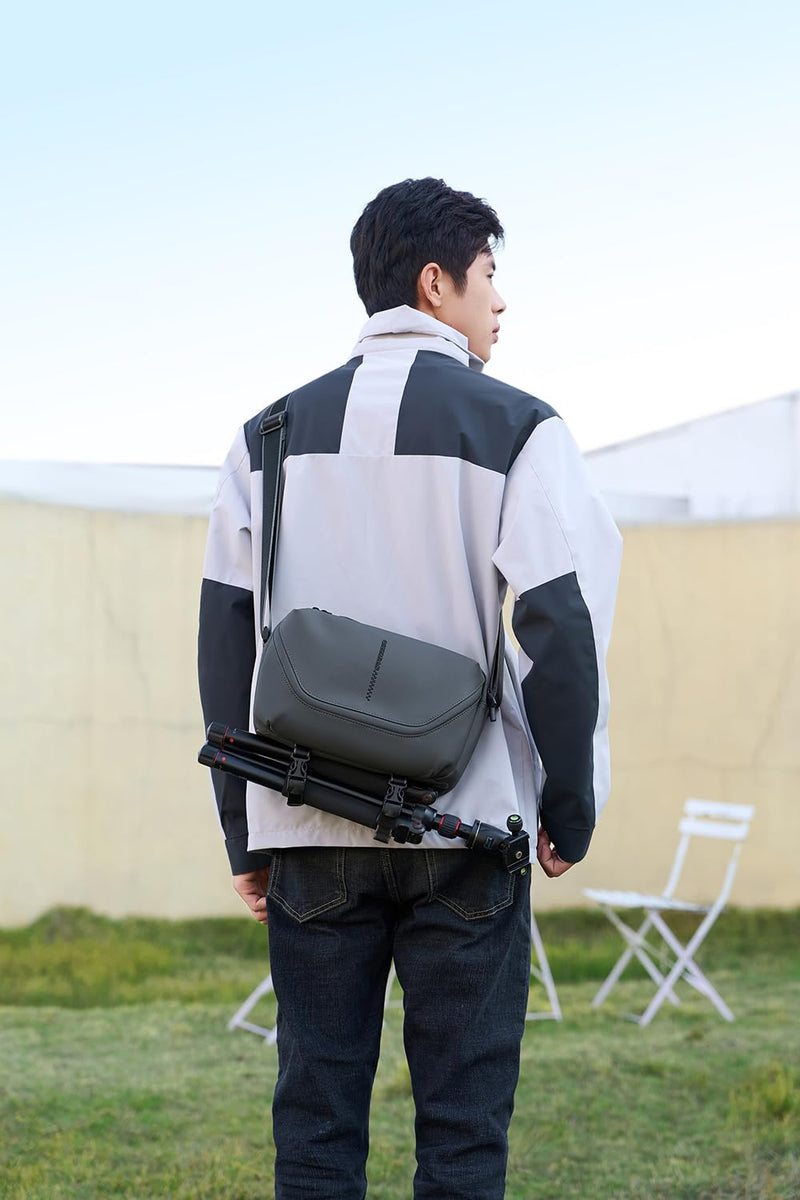 peacechaos Small Camera Sling Bag for Mirrorless & Compact DSLR – Lightweight Waterproof Crossbody Camera Bag with Tripod Holder, Adjustable Strap, and Removable Dividers