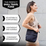 Peak Gear Crossbody Travel Purse with RFID Blocking Pocket and Lifetime Recovery Service. Versatile and Stylish Nylon Shoulder Bag | Black