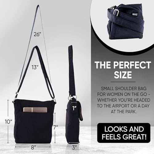 Peak Gear Crossbody Travel Purse with RFID Blocking Pocket and Lifetime Recovery Service. Versatile and Stylish Nylon Shoulder Bag | Black
