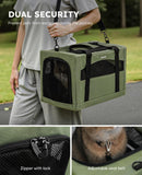 Pecute Cat Carrier Stable, Pet Carrier with Hidden Anxiety Relief Partition & Stable Steel Frame, Safe Cat Carrier for Car Travel, Soft - Sided Dog/Cat Carrier Bag for Pets Up to 11lbs, Green