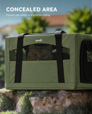 Pecute Cat Carrier Stable, Pet Carrier with Hidden Anxiety Relief Partition & Stable Steel Frame, Safe Cat Carrier for Car Travel, Soft - Sided Dog/Cat Carrier Bag for Pets Up to 11lbs, Green