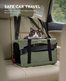 Pecute Cat Carrier Stable, Pet Carrier with Hidden Anxiety Relief Partition & Stable Steel Frame, Safe Cat Carrier for Car Travel, Soft - Sided Dog/Cat Carrier Bag for Pets Up to 11lbs, Green