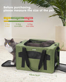 Pecute Cat Carrier Stable, Pet Carrier with Hidden Anxiety Relief Partition & Stable Steel Frame, Safe Cat Carrier for Car Travel, Soft - Sided Dog/Cat Carrier Bag for Pets Up to 11lbs, Green