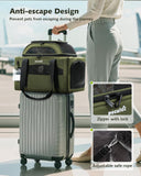Pecute Expandable Pet Carrier Airline Approved Dog Cat Carrier, Breathable Soft - Sided with Locking Zippers, Pet Travel Bag for Small Dog Cat Anti - Scratch Mesh Leakproof Pee Pad (Dark Green)