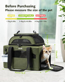 Pecute Expandable Pet Carrier Airline Approved Dog Cat Carrier, Breathable Soft - Sided with Locking Zippers, Pet Travel Bag for Small Dog Cat Anti - Scratch Mesh Leakproof Pee Pad (Dark Green)