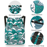 Peicees Waterproof Drawstring Sport Bag Lightweight Sackpack Backpack for Men and Women (Sea Wave)
