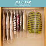 Perber Garment Bags for Hanging Clothes, 6 PCs All Clear Garment Bag, Plastic Dustproof Suit Bag, Coat Protector Zippered Garment Covers for Closet Storage and Travel - 24'' x 40''/6 Pack