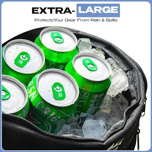 PERSEVA Lightweight Frisbee Disc Golf Bag with Cooler for Large Storage – Disc Golf Carry Bag with Comfortable Strap, Extra Padding & Multiple Pockets for Water Bottles, 18 Frisbee Disk, 12 Cans