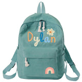 Personalized Backpack for Girls/Boy with Name, Custom Corduroy School Bag with Cotton Rope Woven, Back to School Bag for Kids, Birthday/Christmas Gift, Children Gift