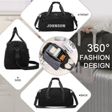 Personalized Duffel Bag Custom Sport Gym Travel Bags Embroidered Name Text Customized Dry Wet Separated Weekend Waterproof Bag for Women Men (A - Black)