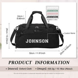 Personalized Duffel Bag Custom Sport Gym Travel Bags Embroidered Name Text Customized Dry Wet Separated Weekend Waterproof Bag for Women Men (A - Black)