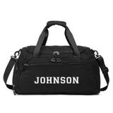 Personalized Duffel Bag Custom Sport Gym Travel Bags Embroidered Name Text Customized Dry Wet Separated Weekend Waterproof Bag for Women Men (A-Black)