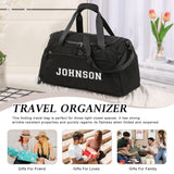 Personalized Duffel Bag Custom Sport Gym Travel Bags Embroidered Name Text Customized Dry Wet Separated Weekend Waterproof Bag for Women Men (A - Black)