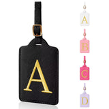 Personalized Initial Luggage Tags for Suitcases,Leather Letter Cute Luggage Tags with Privacy Name Card,Embroidered Monogrammed Travel Bag Backpack Tags Gifts for Women Kids Girls Teens(Black-A)