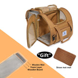 Pet Backpack Carrier for Small Dogs Medium Cats, Puppies,Breathable and Collapsible Design, Portable Travel Bag for Bearded Dragon,Rabbit Cage (Brown +Two - Shoulder, Small)