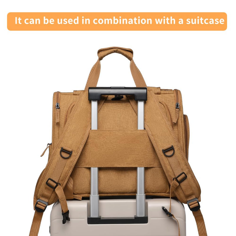 Pet Backpack Carrier for Small Dogs Medium Cats, Puppies,Breathable and Collapsible Design, Portable Travel Bag for Bearded Dragon,Rabbit Cage (Brown +Two - Shoulder, Small)