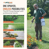 Petratools 2 Gallon Pump Sprayer - HD201 Garden Sprayer for Weeds, Lawn Care & Pesticides - 52" Long Hose, 2 Nozzles & Easy Carry Handle - Durable & Lightweight