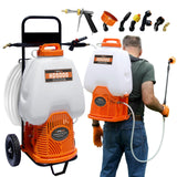 PetraTools Powered Backpack Sprayer with Custom Fitted Cart and 100 Foot Commercial Hose, 2 Hoses Included, Commercial Quality Heavy Duty Sprayer (6.5 Gallon Cart)