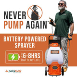 PetraTools Powered Backpack Sprayer with Custom Fitted Cart and 100 Foot Commercial Hose, 2 Hoses Included, Commercial Quality Heavy Duty Sprayer (6.5 Gallon Cart)