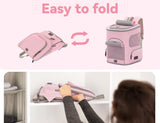 PETSFIT Pet Carrier Backpack with Upgraded Waist Protection, Cat Carrier Backpack Designed for Small Dogs/Cats, Fully Ventilated Collapsible Dog Backpack for Outdoor Traveling Hiking Camping, Pink