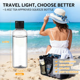 Pfesuqo 5 Pack 3.4 oz Travel Bottles for Toiletries, TSA Approved Leak Proof Refillable Travel Size Containers, Clear Plastic Shampoo Bottles for Lotion Conditioner