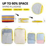 PFEYRPK Premium Compression Packing Cubes with See Through Mesh for Suitcases, Expandable Travel Packing Organizers with Shoe bag, Backpack,Cable Bag 7 Set.