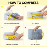 PFEYRPK Premium Compression Packing Cubes with See Through Mesh for Suitcases, Expandable Travel Packing Organizers with Shoe bag, Backpack,Cable Bag 7 Set.