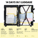 PFEYRPK Premium Compression Packing Cubes with See Through Mesh for Suitcases, Expandable Travel Packing Organizers with Shoe bag, Backpack,Cable Bag 7 Set.