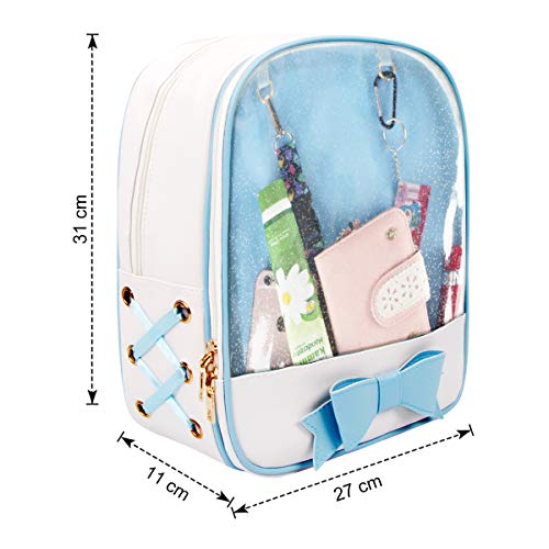 PG6 FF1 Candy Leather Bow Backpack Clear Beach Girls Bag Ita Bag