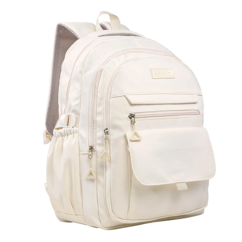 Phaoullzon Girls School Backpack for Boys, College Aesthetic Laptop Bookbag for Travel,Beige