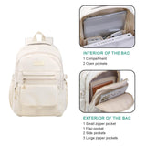 Phaoullzon Girls School Backpack for Boys, College Aesthetic Laptop Bookbag for Travel,Beige
