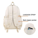 Phaoullzon Girls School Backpack for Boys, College Aesthetic Laptop Bookbag for Travel,Beige