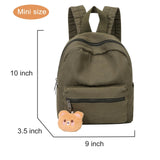 Phaoullzon Teen Girls Mini Backpack Purse Kids Canvas Small Tiny Cute Bag,Olive green