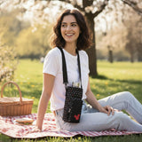 Picnic TIME Disney Mickey Mouse Eclipse 40 oz Tumbler Tote, Tumbler Carrier Crossbody Bag with Strap, Water Bottle Holder with Phone Pocket for 40 oz Tumblers (Black with Polka Dots)