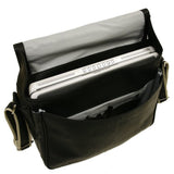Piel Leather Expandable Messenger Bag, Black, One Size