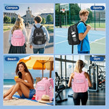 PIG PIG GIRL Mesh Backpack, 17in Heavy Duty See Through Backpack Ultra-Lightweight Net Bookbag Breathable Transparent Beach Backpacks for School Sports Gym, Black