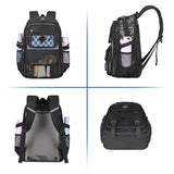 PIG PIG GIRL Mesh Backpack, 17in Heavy Duty See Through Backpack Ultra-Lightweight Net Bookbag Breathable Transparent Beach Backpacks for School Sports Gym, Black