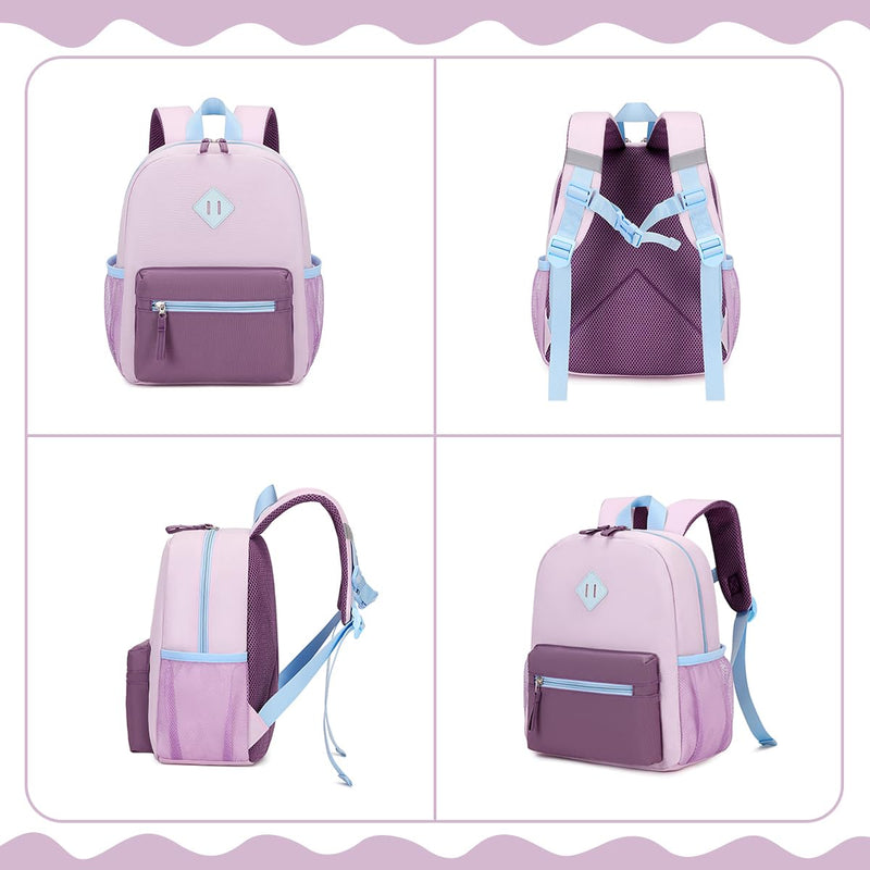 PIG PIG GIRL Toddler Backpack for Girls, 12'' Mini Preschool Backpack for Kids Age 2 - 4 Years Old Small Toddler Bookbag for Kindergarten with Chest Buckle and Reflective Strip, Purple