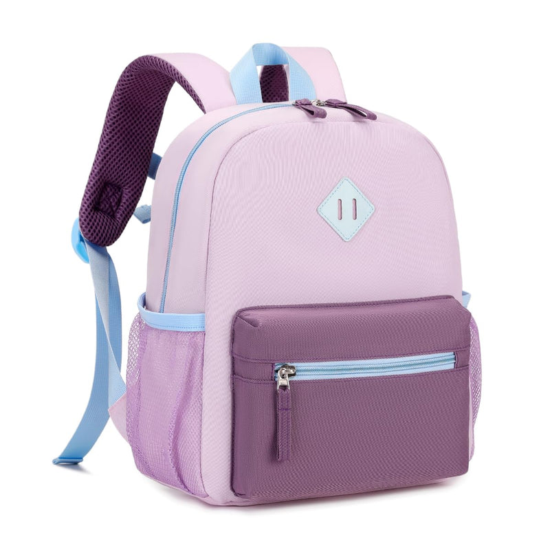 PIG PIG GIRL Toddler Backpack for Girls, 12'' Mini Preschool Backpack for Kids Age 2 - 4 Years Old Small Toddler Bookbag for Kindergarten with Chest Buckle and Reflective Strip, Purple
