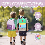 PIG PIG GIRL Toddler Backpack for Girls, 12'' Mini Preschool Backpack for Kids Age 2 - 4 Years Old Small Toddler Bookbag for Kindergarten with Chest Buckle and Reflective Strip, Purple