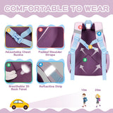PIG PIG GIRL Toddler Backpack for Girls, 12'' Mini Preschool Backpack for Kids Age 2 - 4 Years Old Small Toddler Bookbag for Kindergarten with Chest Buckle and Reflective Strip, Purple