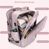 PIJUSHI Travel Backpack for Women Expandable Carry on Luggage Backpack Airline Approved TSA 16" Laptop Bag Business with USB Port(PE034 Light Purple)