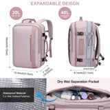PIJUSHI Travel Backpack for Women Expandable Carry on Luggage Backpack Airline Approved TSA 16" Laptop Bag Business with USB Port(PE034 Light Purple)